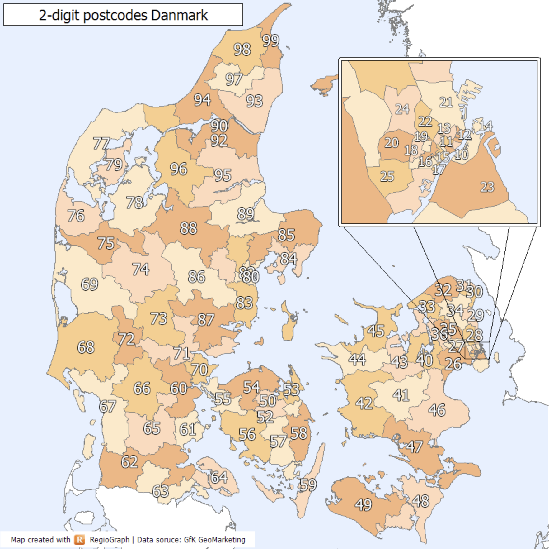 Postnummer Danmark kort